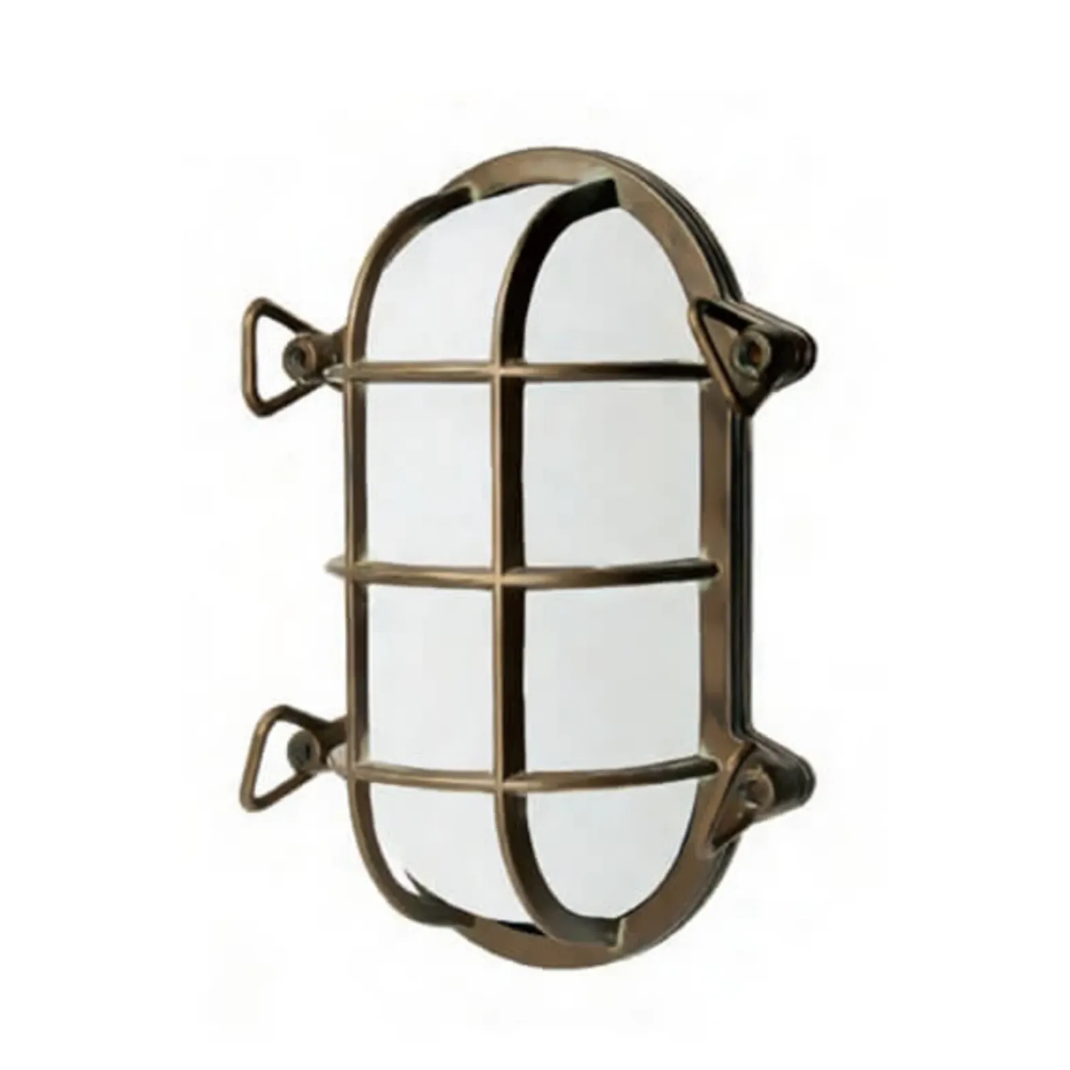 Accesorio ovalado para lámpara naútica Hook, latón antiguo, opalino