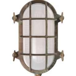 Accesorio ovalado para lámpara naútica Hook, latón antiguo, opalino