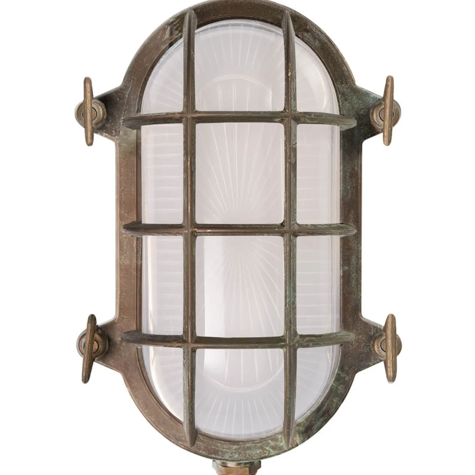 Accesorio ovalado para lámpara naútica Hook, latón antiguo, opalino