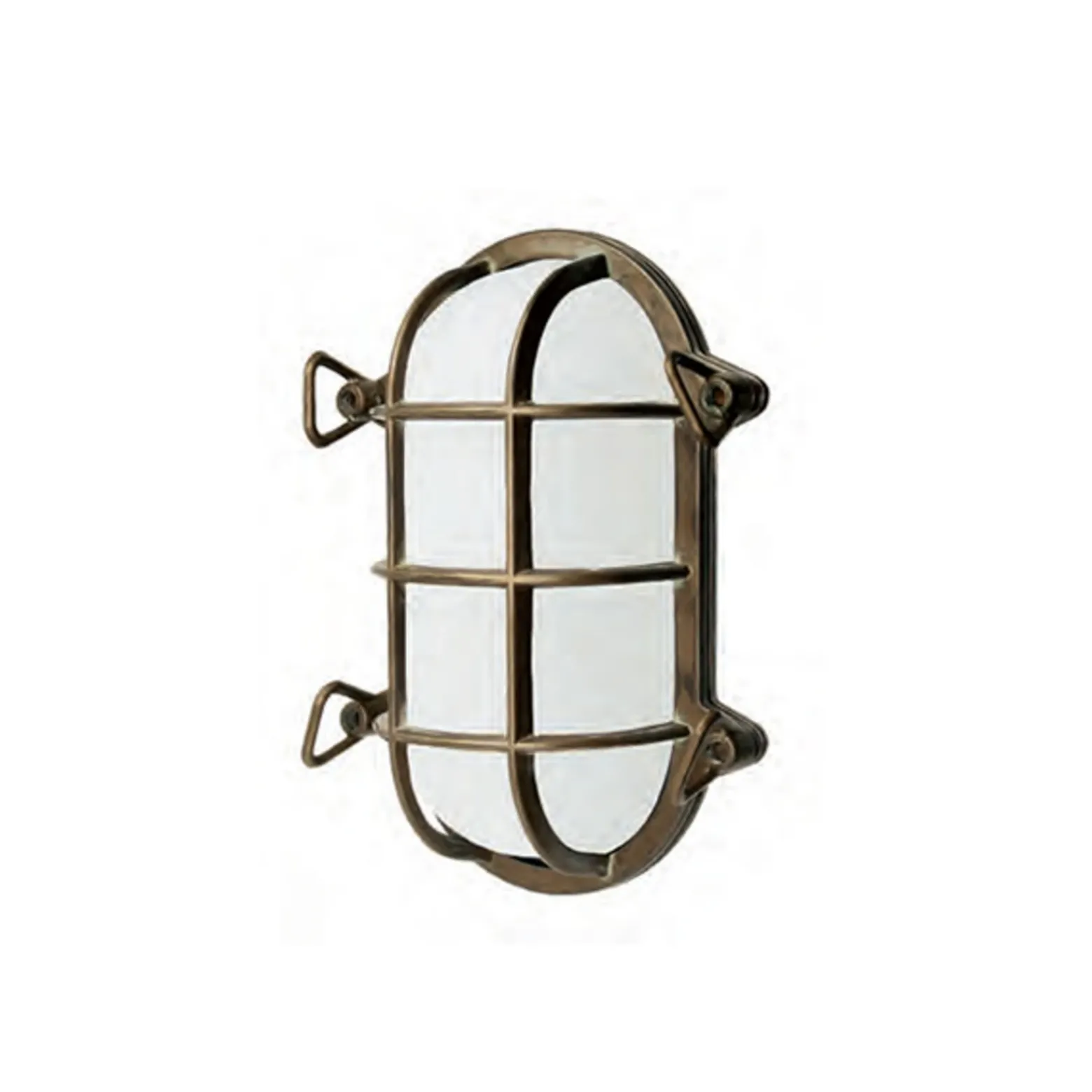 Accesorio ovalado para lámpara naútica Hook, latón antiguo, opalino