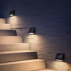 Apliqué de pared LED solar KLEWE ECOSTEP, antracita, 17 cm, IP65