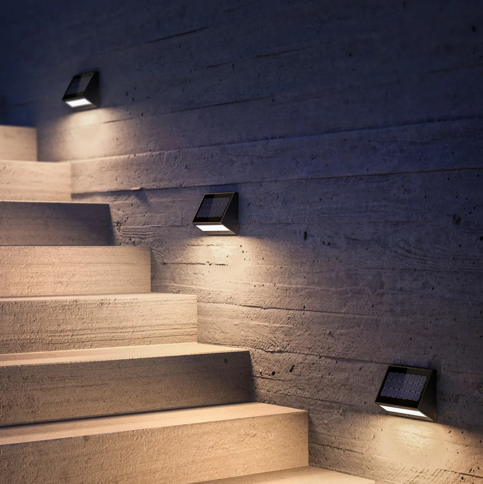 Apliqué de pared LED solar KLEWE ECOSTEP, antracita, 17 cm, IP65