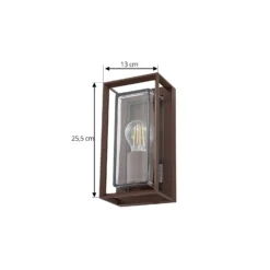 Aplique de exterior Arcchio Ismera, color óxido, IP65, cristal, E27