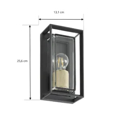Aplique de exterior Arcchio Ismera, antracita/latón E27, IP65