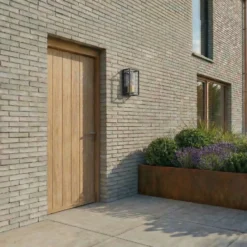 Aplique de exterior Arcchio Ismera, antracita/latón E27, IP65