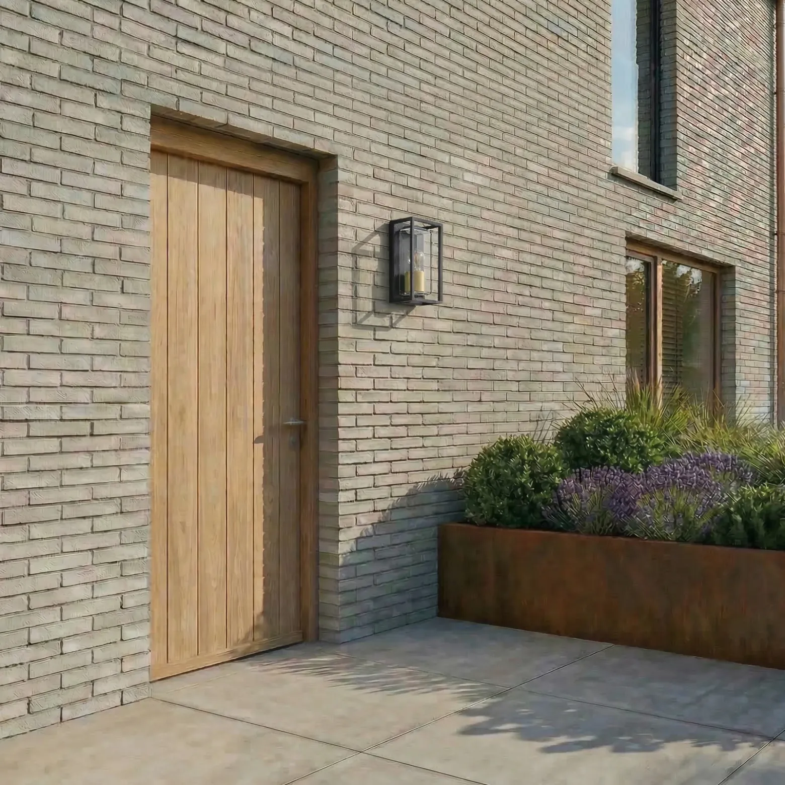 Aplique de exterior Arcchio Ismera, antracita/latón E27, IP65
