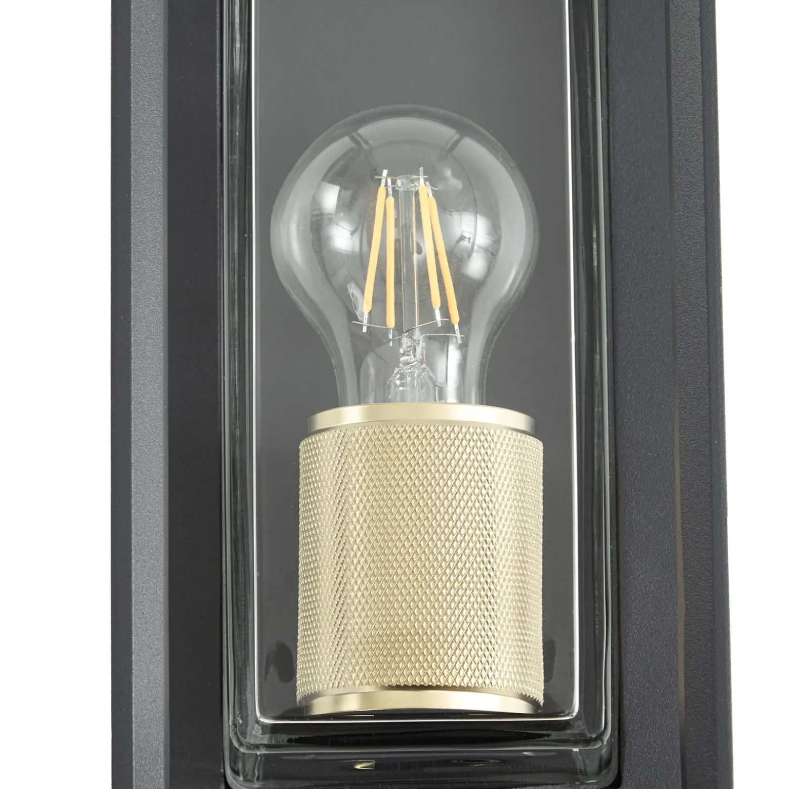 Aplique de exterior Arcchio Ismera, antracita/latón E27, IP65