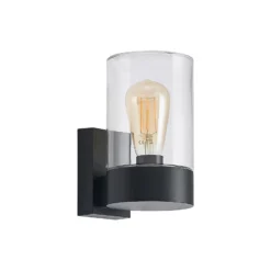 Aplique de exterior Arcchio Liljana, negra, 21 cm, IP65, cristal