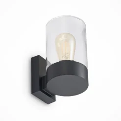 Aplique de exterior Arcchio Liljana, negra, 21 cm, IP65, cristal