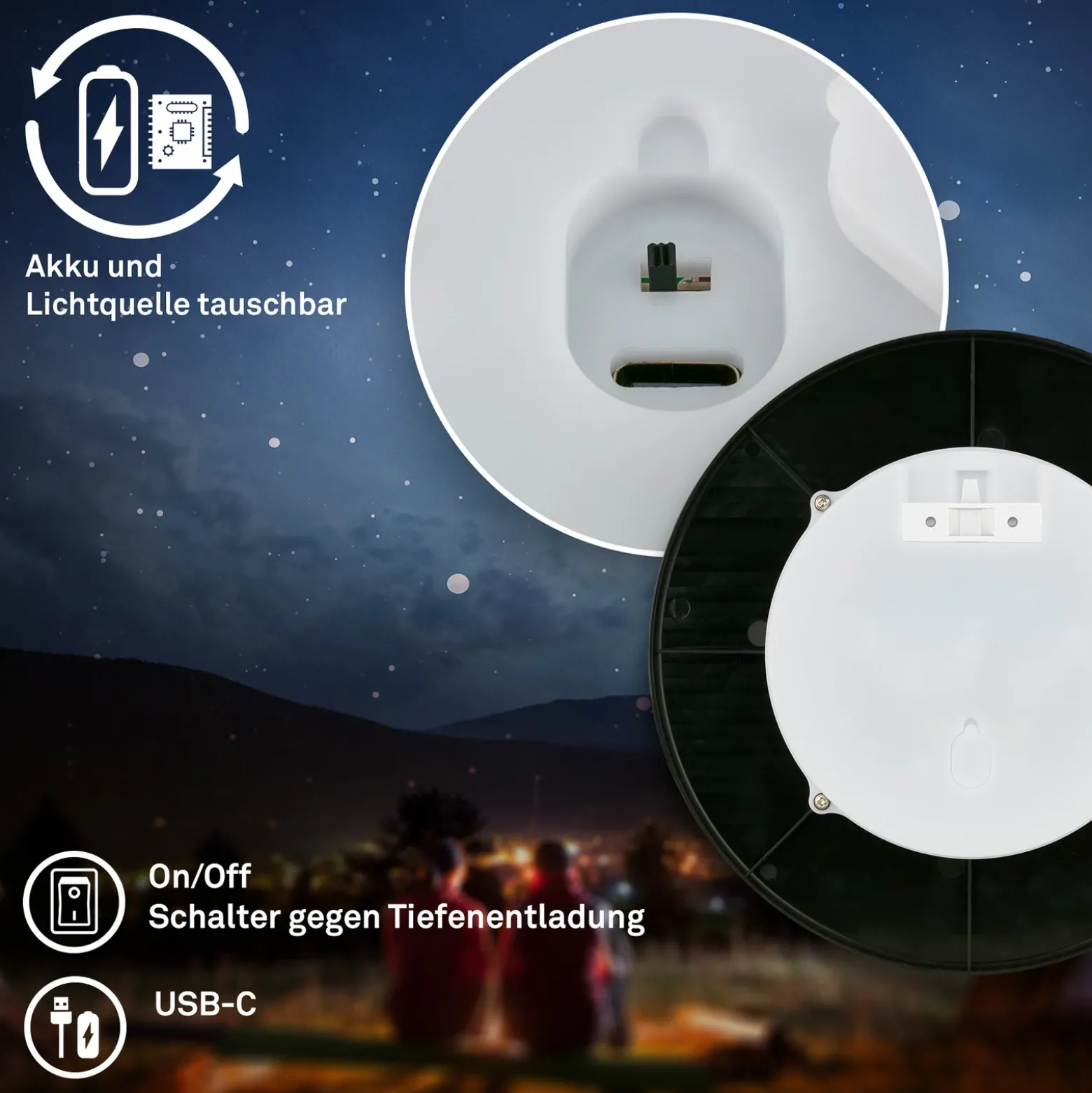 Aplique de exterior Aurora LED recargable, negro, regulador táctil, IP54