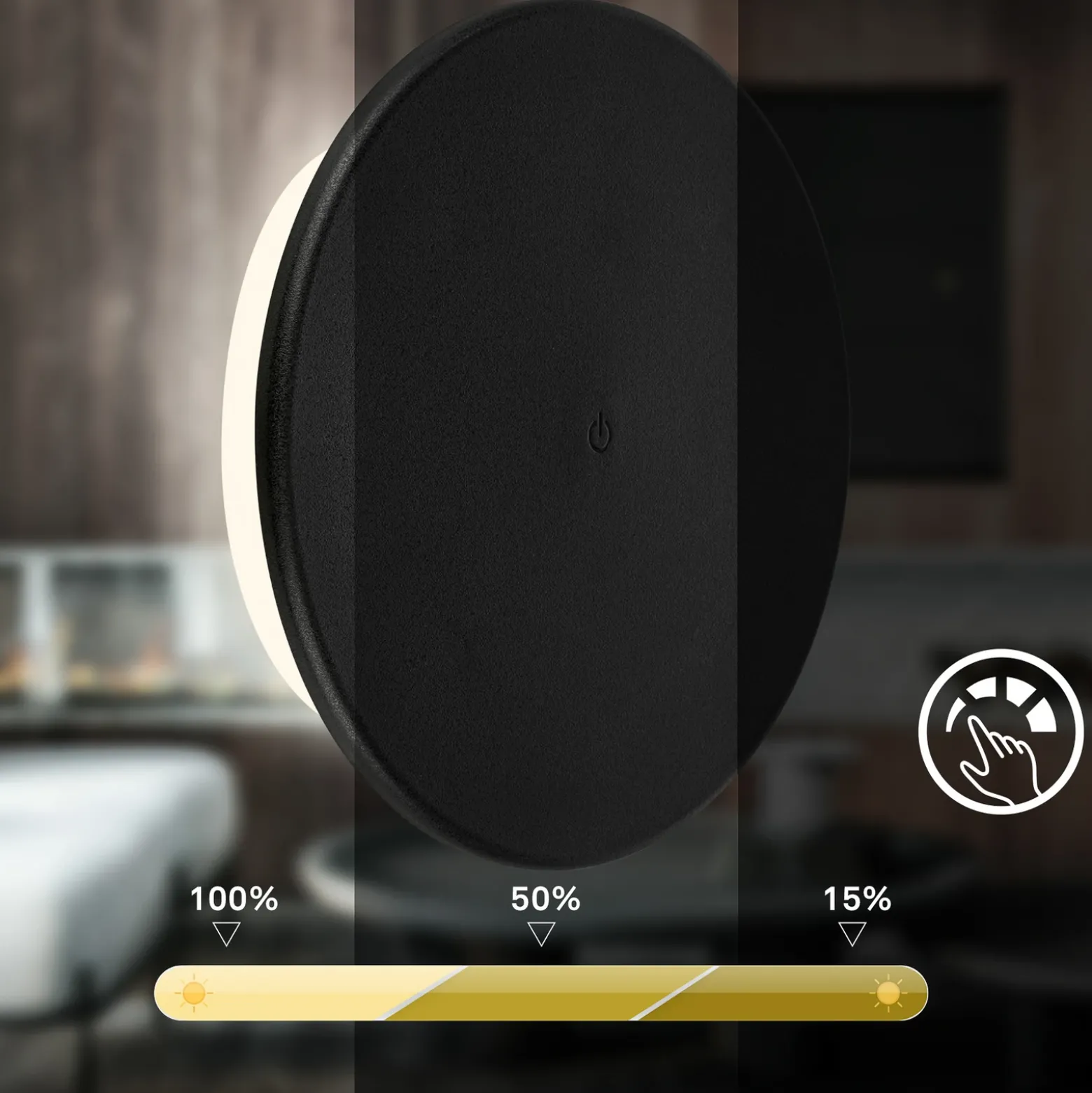Aplique de exterior Aurora LED recargable, negro, regulador táctil, IP54