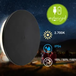 Aplique de exterior Aurora LED recargable, negro, regulador táctil, IP54