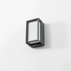 Aplique de exterior Bega 22733 E27, grafito, aluminio fundido, cristal