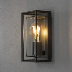 Aplique de exterior Brindisi, detector de movimiento, negro, IP54