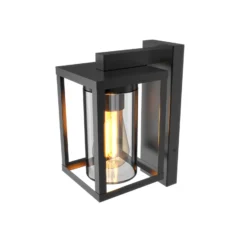 Aplique de exterior Calex, acero inoxidable, portalámpara inferior, negro