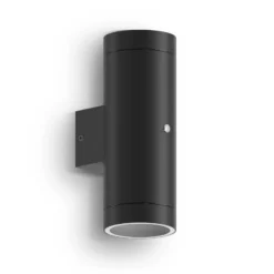 Aplique de exterior Calex Pavia GU10, arriba/abajo, negro, sensor