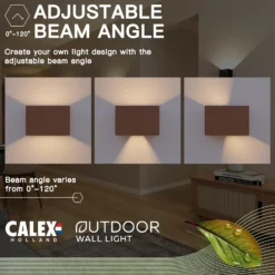 Aplique de exterior Calex Rectángulo Up/down altura 10cm marrón óxido