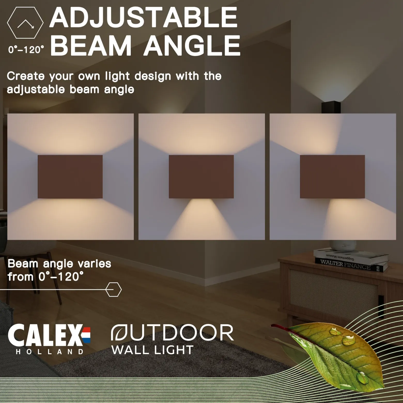 Aplique de exterior Calex Rectángulo Up/down altura 10cm marrón óxido