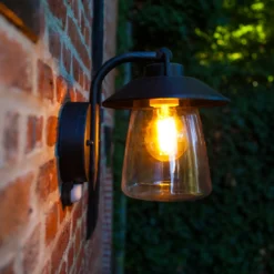Aplique de exterior con sensor CATE, negra, 22 cm, IP44, E27