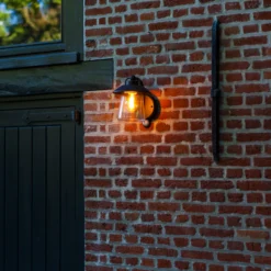 Aplique de exterior con sensor CATE, negra, 22 cm, IP44, E27