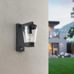 Aplique de exterior con sensor CAVADO, antracita, altura 28 cm, IP44
