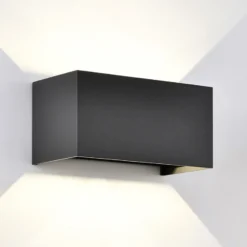 Aplique de exterior Davos doble, gris, atenuable, aluminio