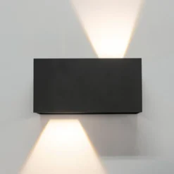 Aplique de exterior Davos doble, gris, atenuable, aluminio