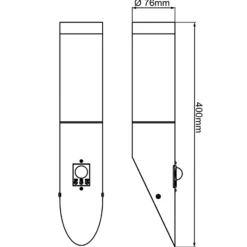 Aplique de exterior Dody Sensor, negro, metal, plástico
