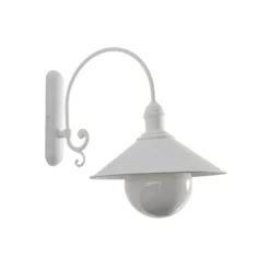 Aplique de exterior Enduro, blanco, acero, vidrio, IP44, E27