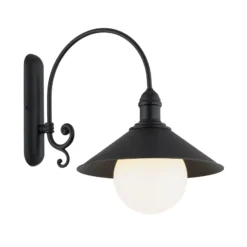Aplique de exterior Enduro, negro, acero, vidrio, IP44, E27