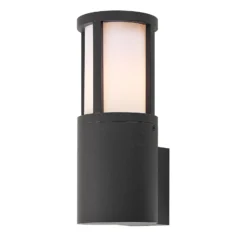 Aplique de exterior Facado II, gris/ópalo, Ø 11 cm, IP65, metal