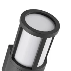 Aplique de exterior Facado II, gris/ópalo, Ø 11 cm, IP65, metal