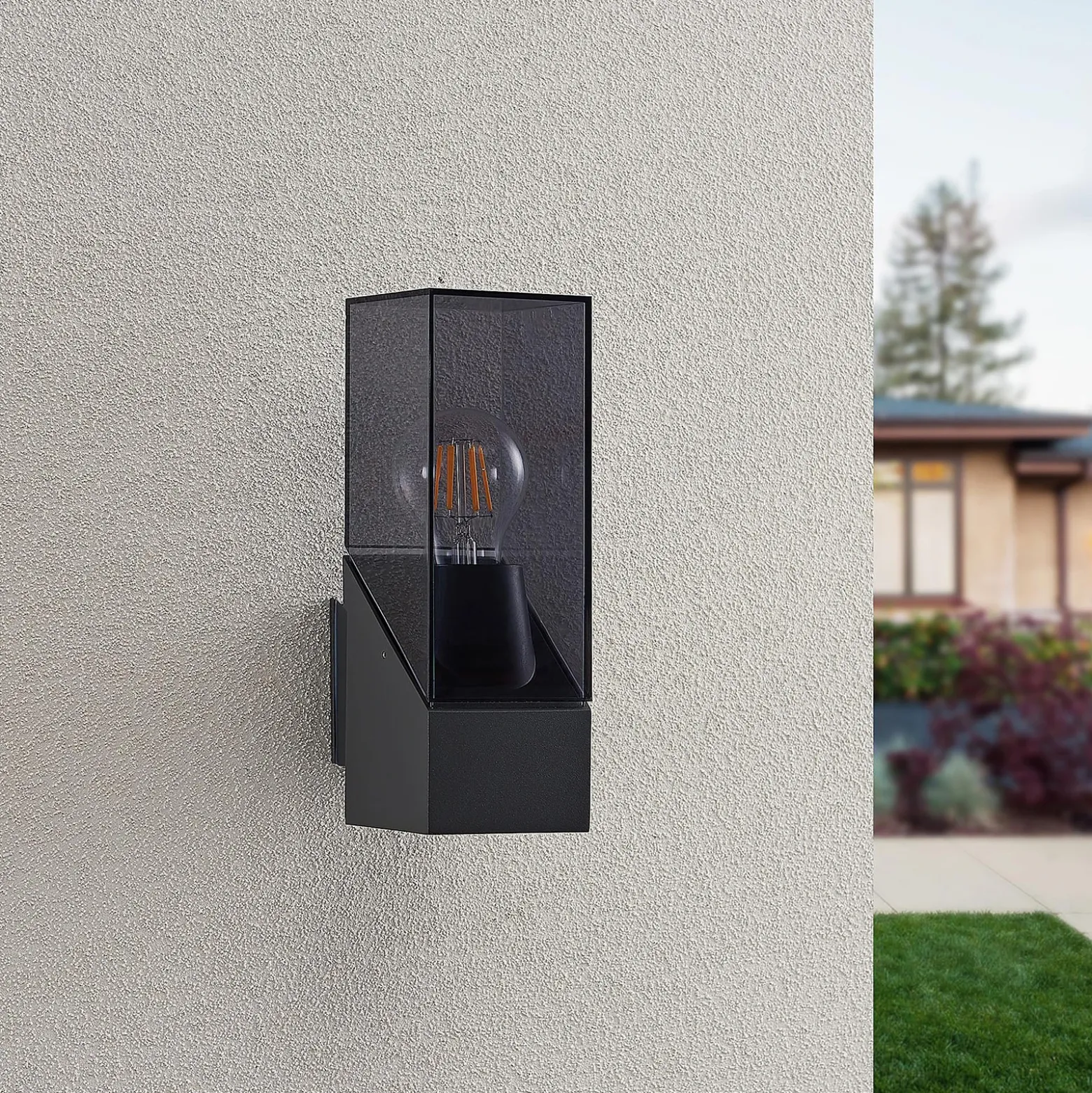 Aplique de exterior Fiola de Lucande, 25 cm, antracita, IP54