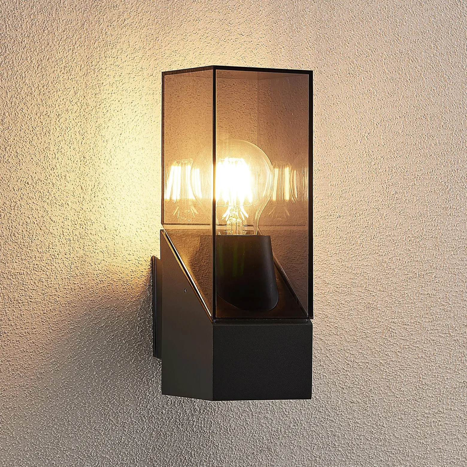 Aplique de exterior Fiola de Lucande, 25 cm, antracita, IP54