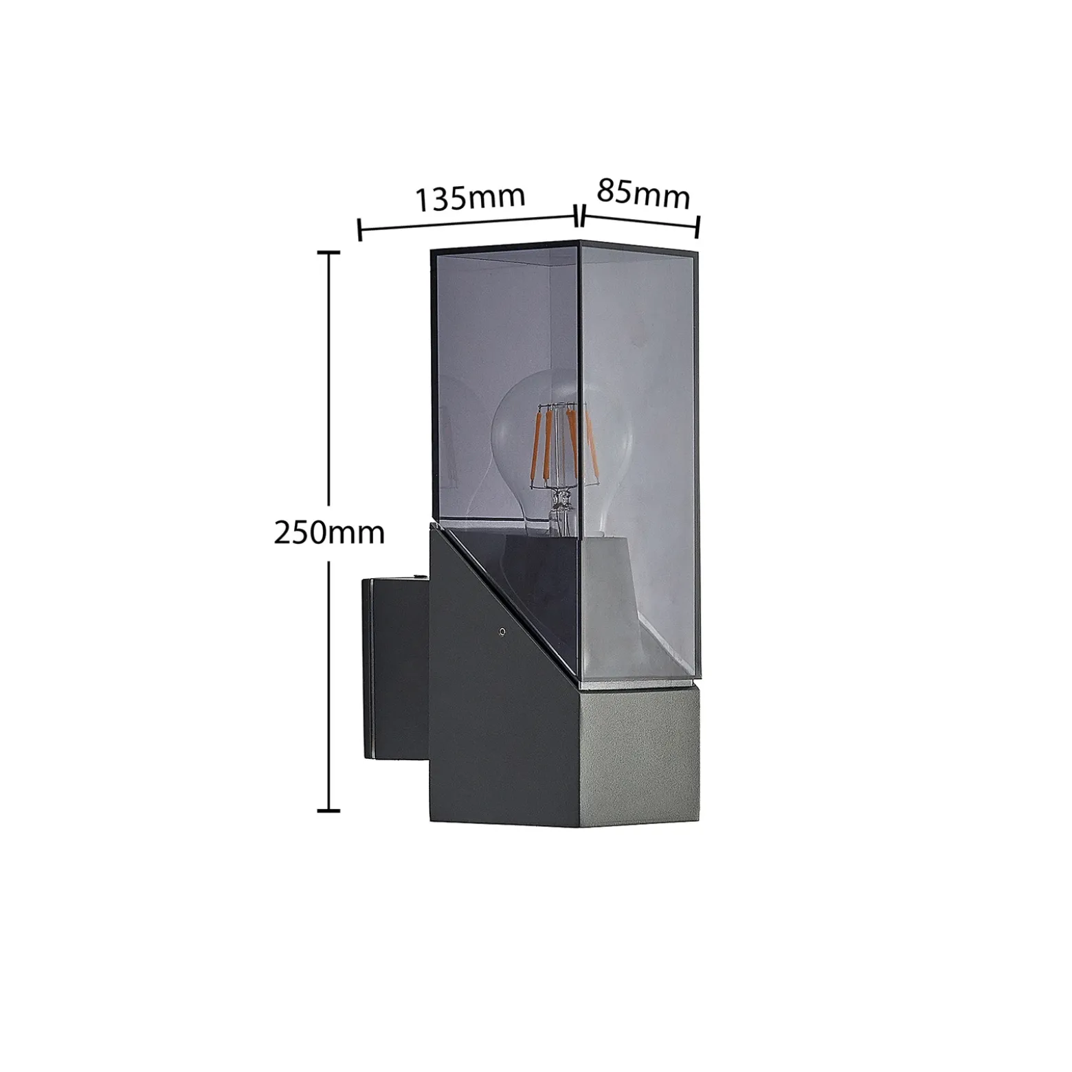 Aplique de exterior Fiola de Lucande, 25 cm, antracita, IP54