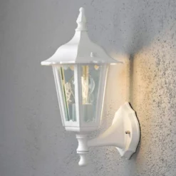 Aplique de exterior Firenze, blanco, portalámpara superior, 36 cm