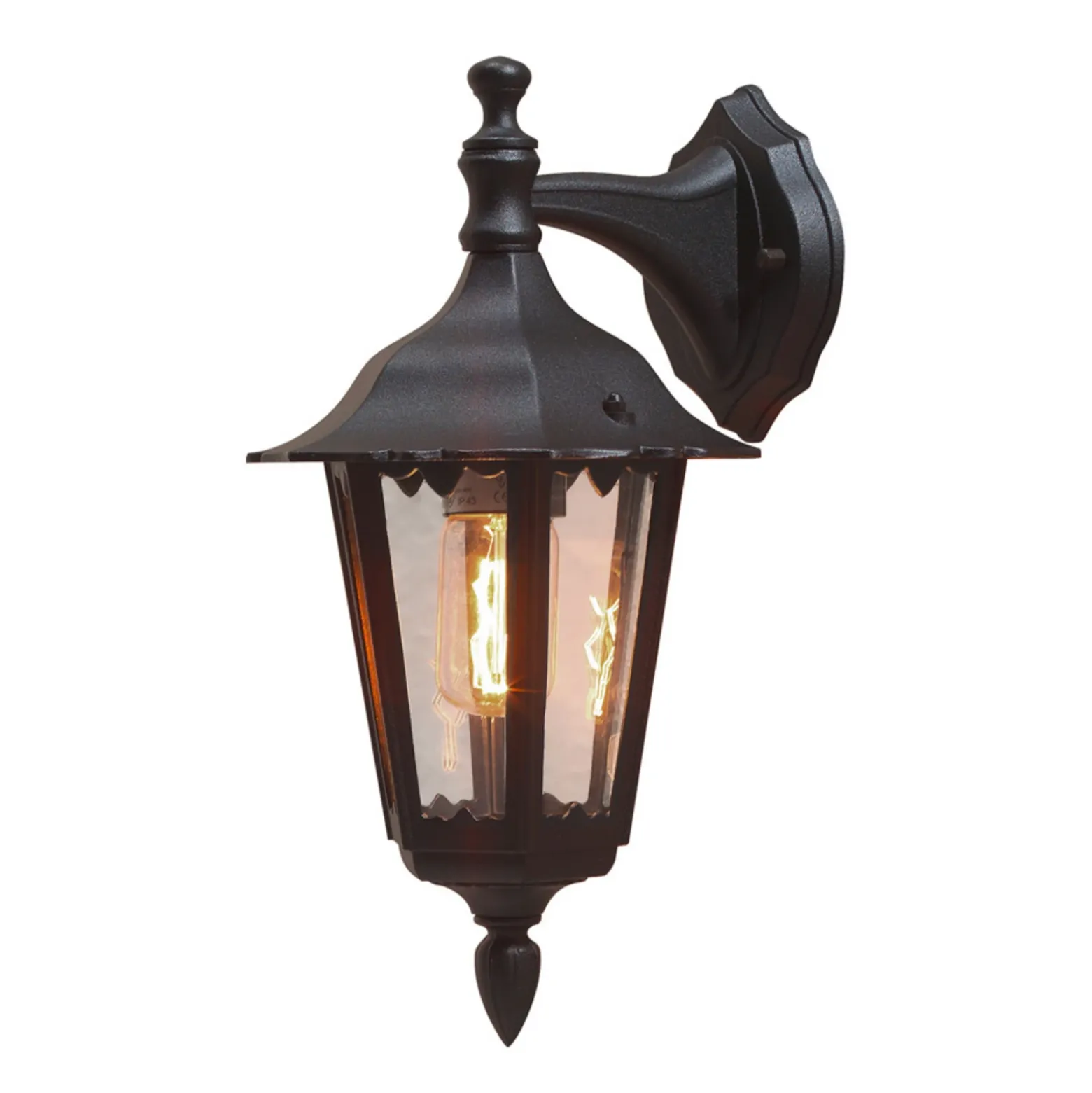 Aplique de exterior Firenze, negro, portalámpara inferior, 36 cm