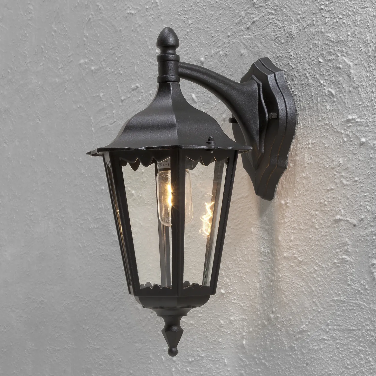 Aplique de exterior Firenze, negro, portalámpara inferior, 48 cm