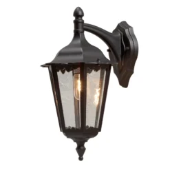 Aplique de exterior Firenze, negro, portalámpara inferior, 48 cm