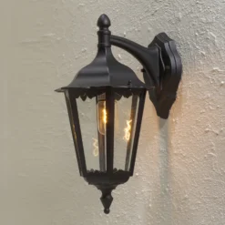 Aplique de exterior Firenze, negro, portalámpara inferior, 48 cm