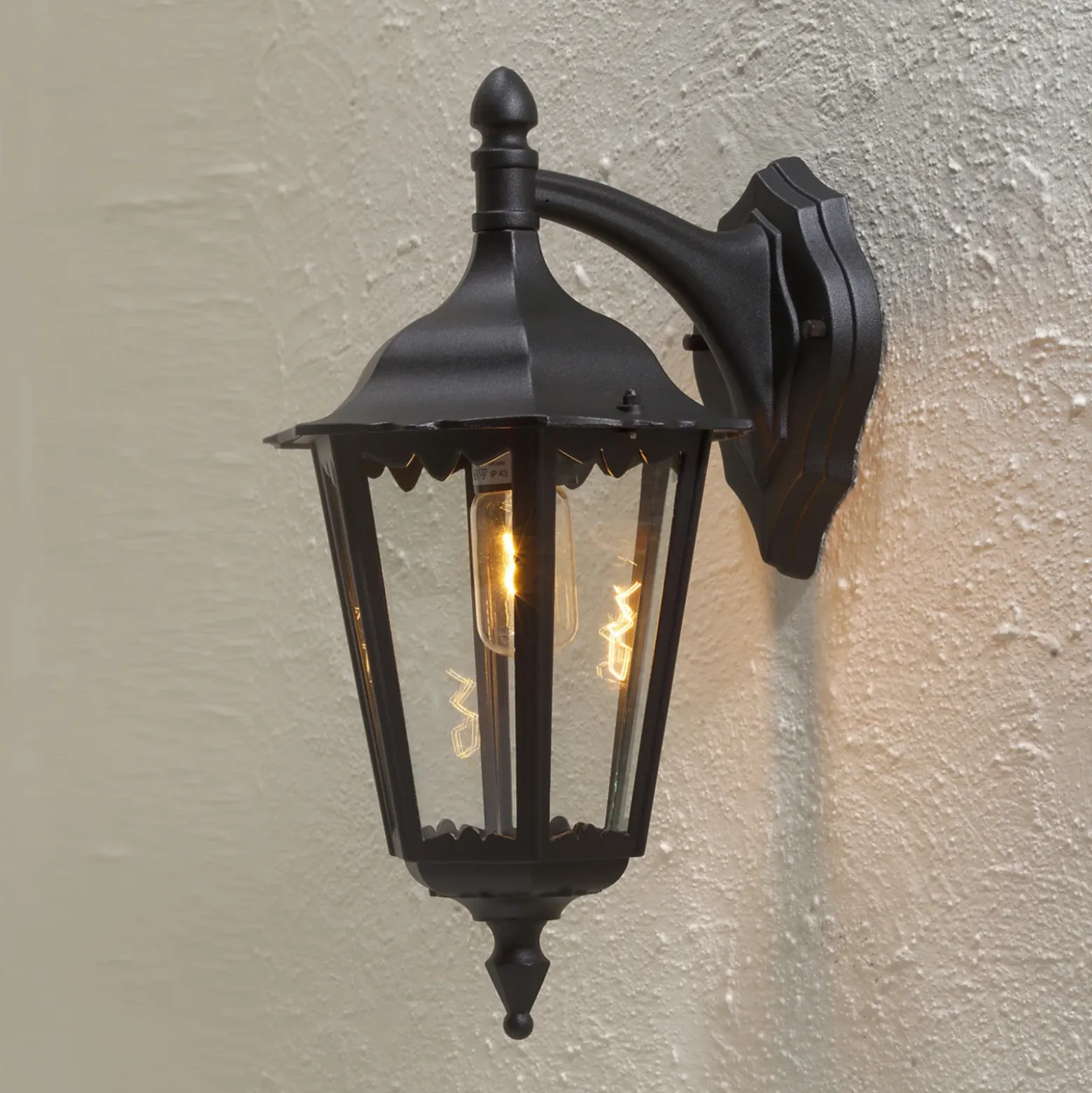 Aplique de exterior Firenze, negro, portalámpara inferior, 48 cm