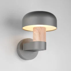 Aplique de exterior Fraser, gris/aspecto madera, aluminio, IP54, E27