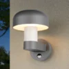 Aplique de exterior Fraser Sensor gris/aspecto hormigón, aluminio IP54 E27