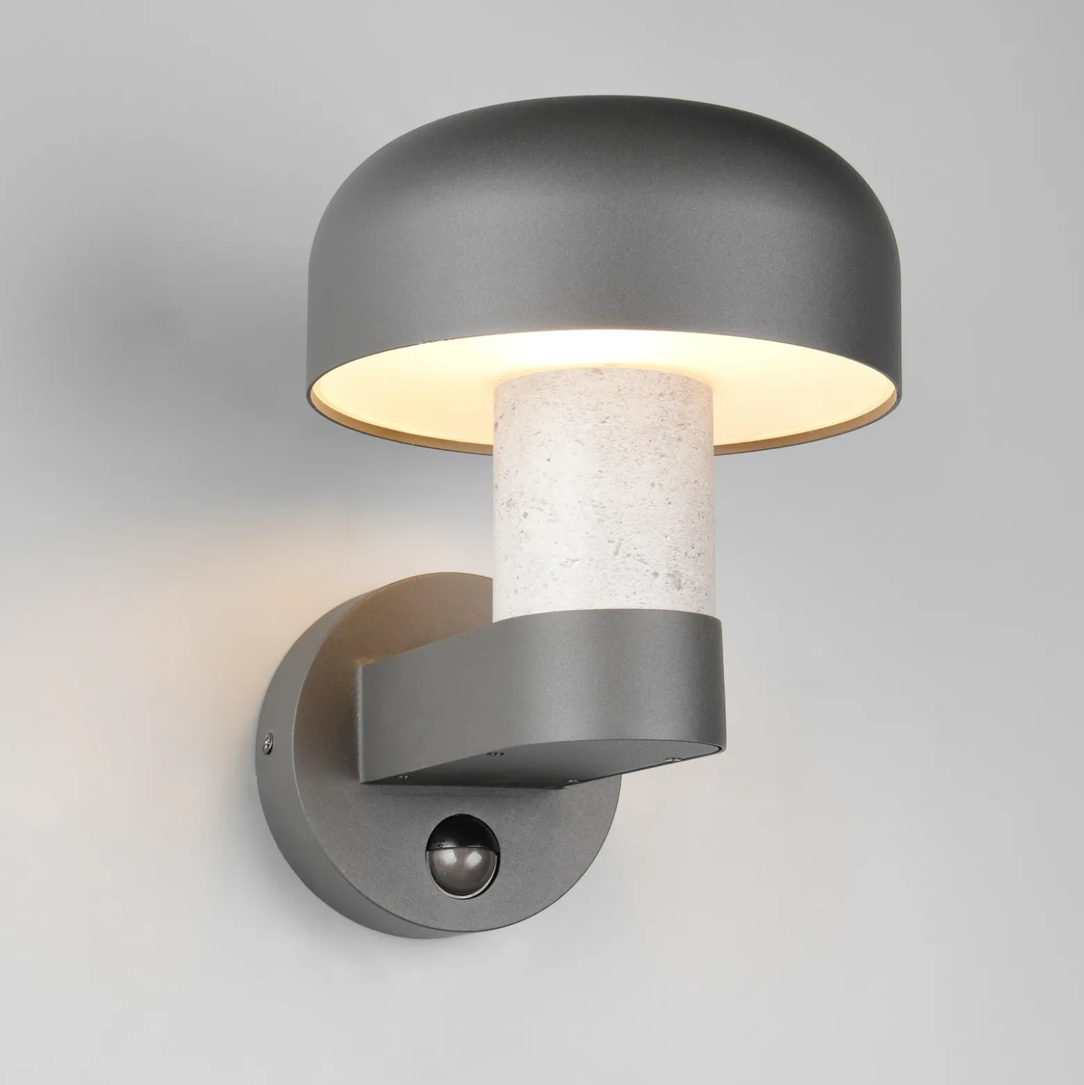 Aplique de exterior Fraser Sensor gris/aspecto hormigón, aluminio IP54 E27