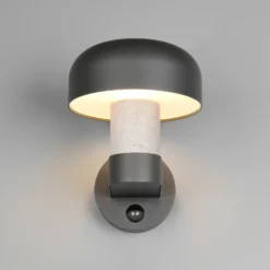 Aplique de exterior Fraser Sensor gris/aspecto hormigón, aluminio IP54 E27