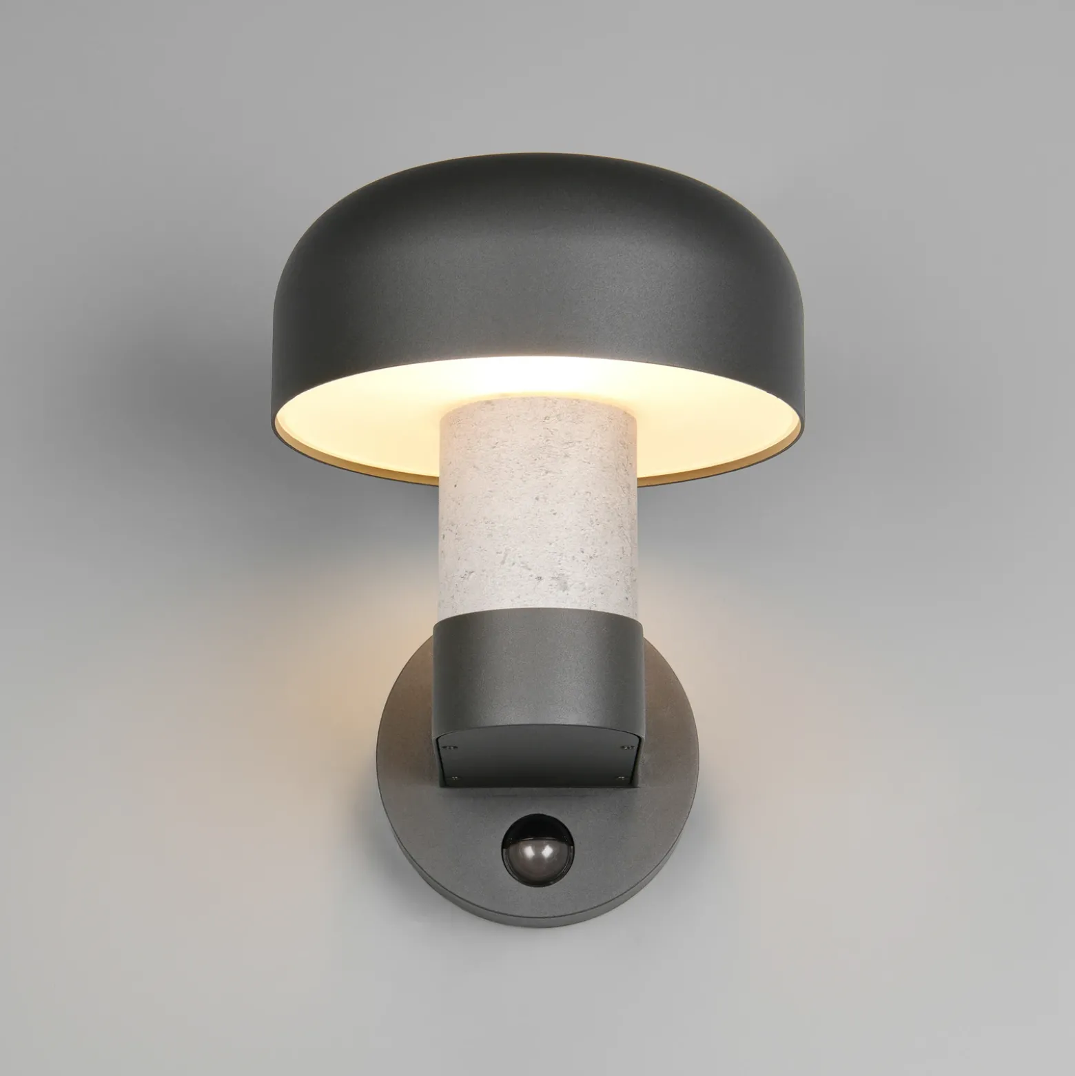Aplique de exterior Fraser Sensor gris/aspecto hormigón, aluminio IP54 E27