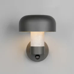 Aplique de exterior Fraser Sensor gris/aspecto hormigón, aluminio IP54 E27