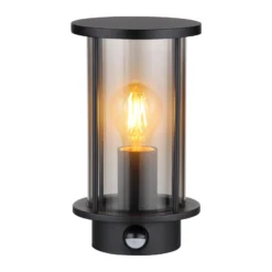 Aplique de exterior Gracey, con sensor, negra, IP54, E27