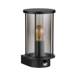 Aplique de exterior Gracey, con sensor, negra, IP54, E27