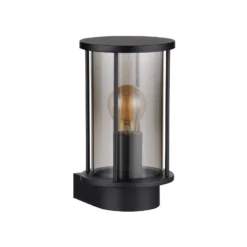 Aplique de exterior Gracey, negra, acero inoxidable, IP54, E27